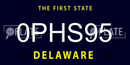 0PHS95 Delaware License Plate