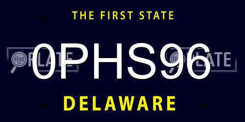 0PHS96 Delaware License Plate