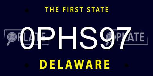 0PHS97 Delaware License Plate