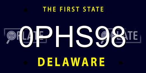 0PHS98 Delaware License Plate