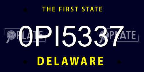 0PI5337 Delaware License Plate