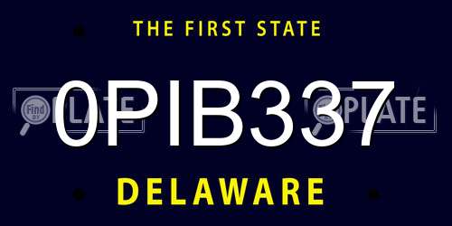 0PIB337 Delaware License Plate