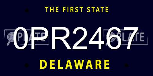 0PR2467 Delaware License Plate