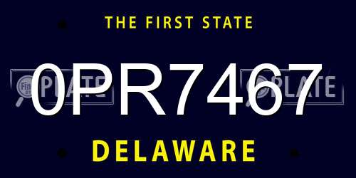 0PR7467 Delaware License Plate