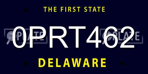 0PRT462 Delaware License Plate