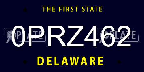 0PRZ462 Delaware License Plate