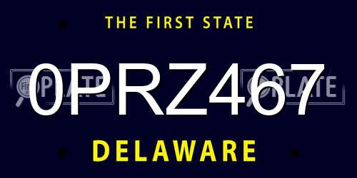 0PRZ467 Delaware License Plate