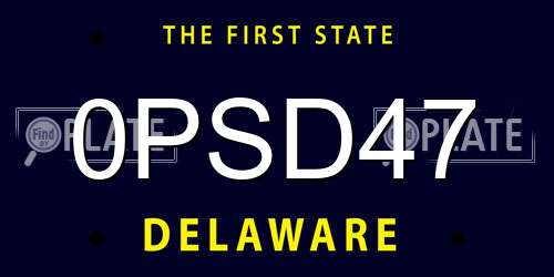 0PSD47 Delaware License Plate