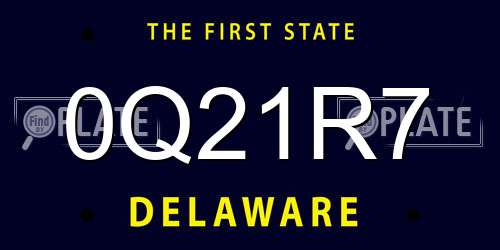 0Q21R7 Delaware License Plate