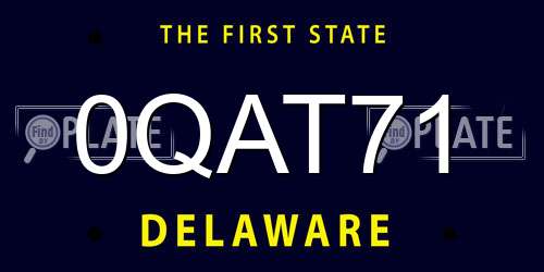 0QAT71 Delaware License Plate