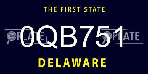0QB751 Delaware License Plate
