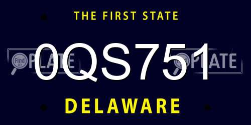 0QS751 Delaware License Plate