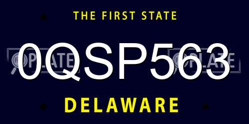 0QSP563 Delaware License Plate
