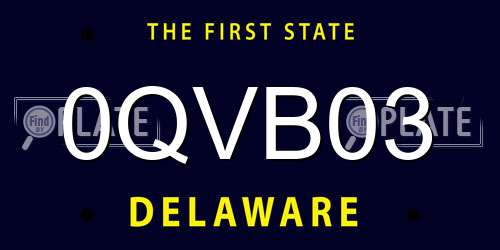0QVB03 Delaware License Plate