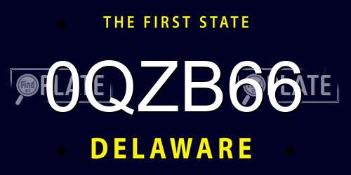 0QZB66 Delaware License Plate