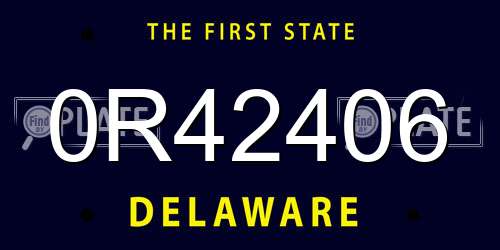 0R42406 Delaware License Plate