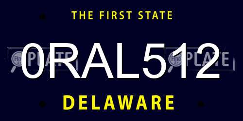 0RAL512 Delaware License Plate