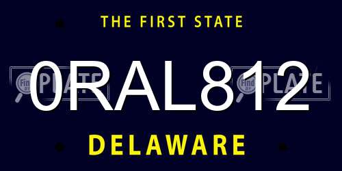 0RAL812 Delaware License Plate