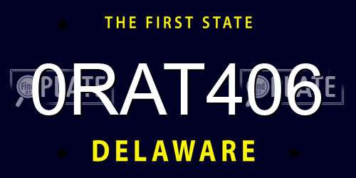0RAT406 Delaware License Plate