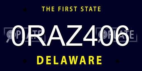0RAZ406 Delaware License Plate