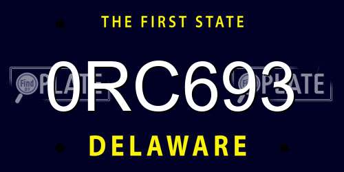 0RC693 Delaware License Plate