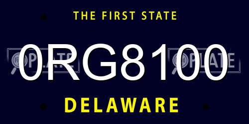 0RG8100 Delaware License Plate