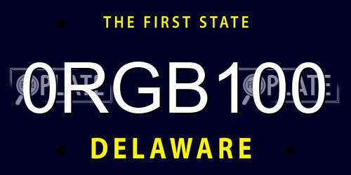 0RGB100 Delaware License Plate