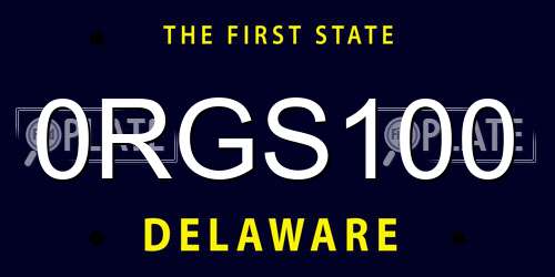 0RGS100 Delaware License Plate