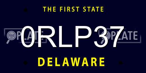 0RLP37 Delaware License Plate