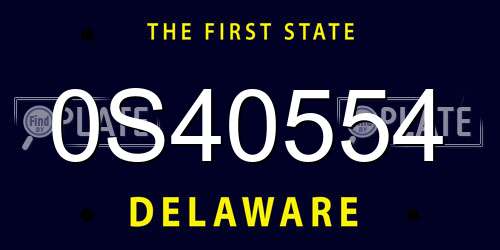 0S40554 Delaware License Plate