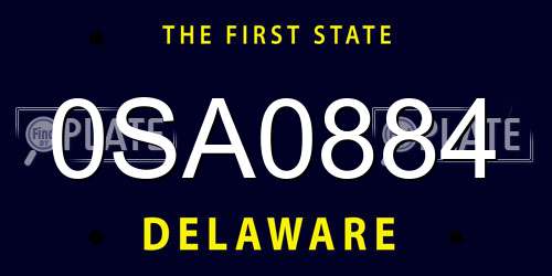 0SA0884 Delaware License Plate
