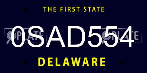 0SAD554 Delaware License Plate