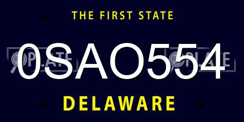 0SAO554 Delaware License Plate