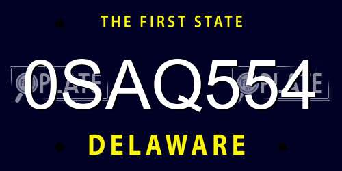 0SAQ554 Delaware License Plate