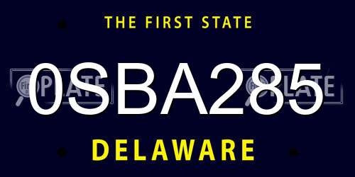 0SBA285 Delaware License Plate
