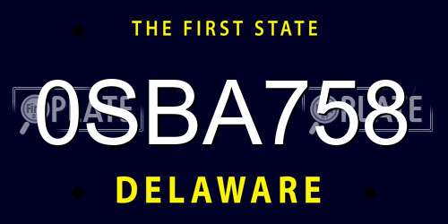 0SBA758 Delaware License Plate