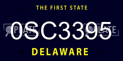 0SC3395 Delaware License Plate