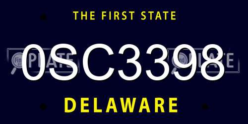 0SC3398 Delaware License Plate