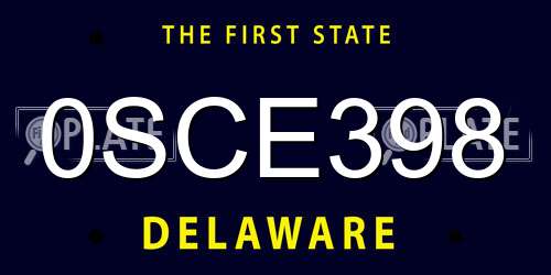 0SCE398 Delaware License Plate
