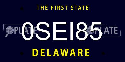 0SEI85 Delaware License Plate