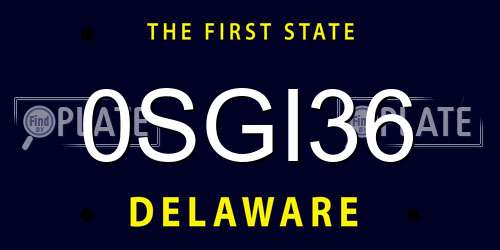 0SGI36 Delaware License Plate