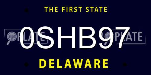 0SHB97 Delaware License Plate