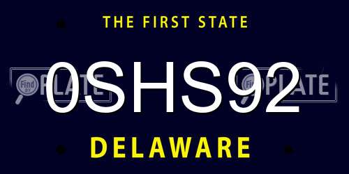 0SHS92 Delaware License Plate