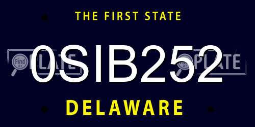 0SIB252 Delaware License Plate