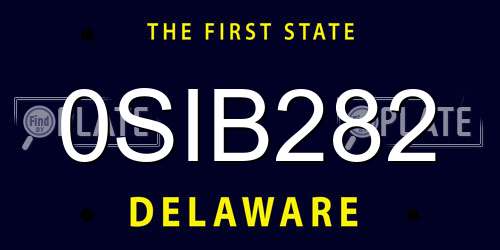 0SIB282 Delaware License Plate