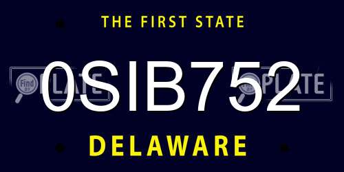 0SIB752 Delaware License Plate