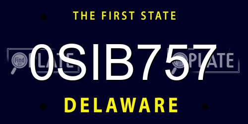 0SIB757 Delaware License Plate