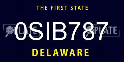 0SIB787 Delaware License Plate