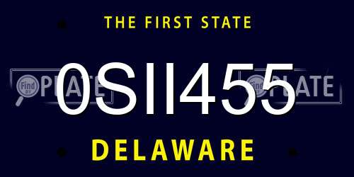 0SII455 Delaware License Plate