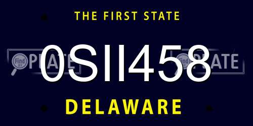 0SII458 Delaware License Plate